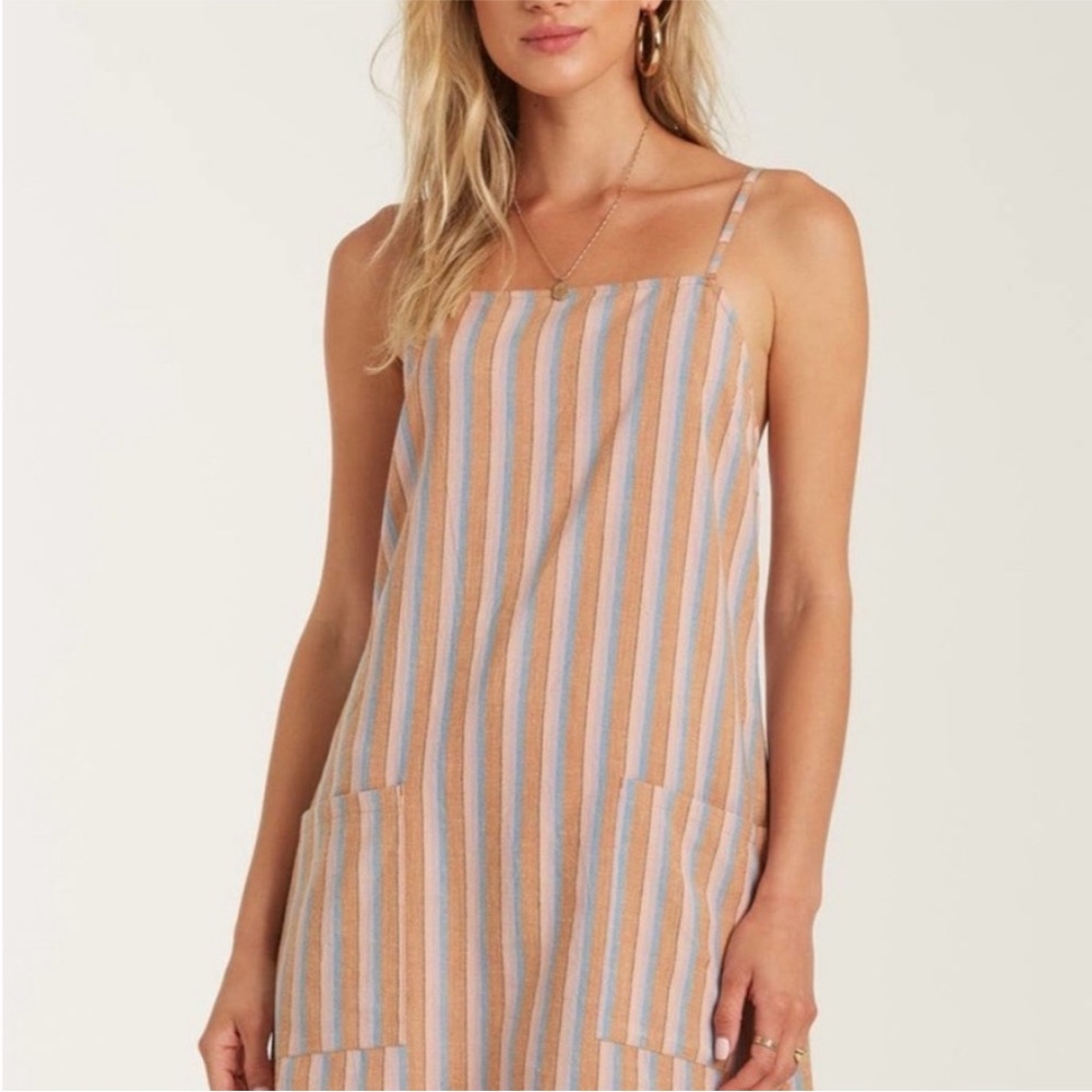 Billabong Striped Mini Dress - Blue and Tan
